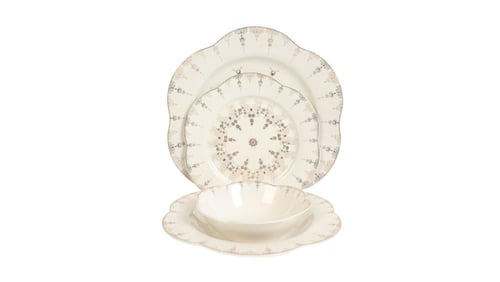 طقم سفرة بورسلان مزخرف بنقشة – 24 قطعة - مناسب 6 أ...