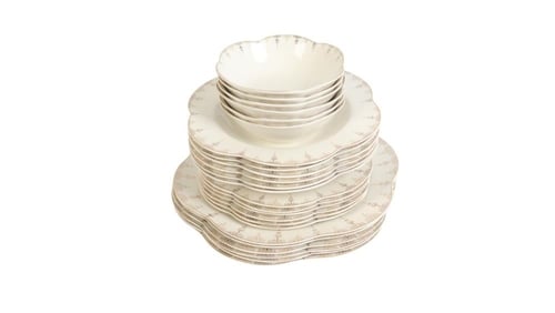 طقم سفرة بورسلان مزخرف بنقشة – 24 قطعة - مناسب 6 أ...