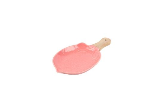 صحن تقديم-سيراميك بمقبض خشبي