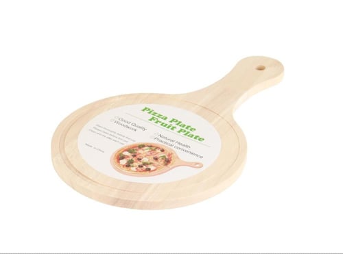 صينية تقديم بيتزا خشبية دائرية لون بيج