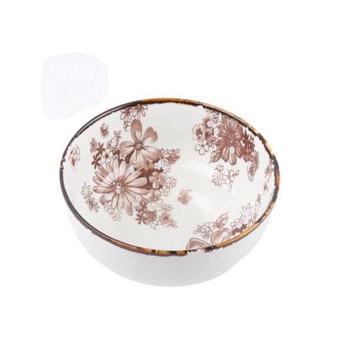 صحن سيراميك دائري ابيض في بني