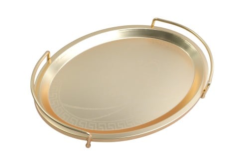 صينية تقديم شكل بيضاوي ذهبي