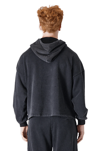 هودي بقصة واسعة Acid Wash من طبقتين للجنسين أسود +...
