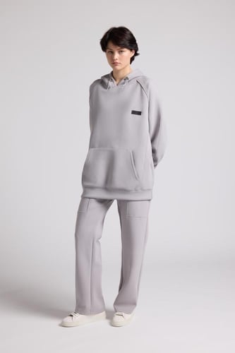 هودي كاجوال أوفرسايز للجنسين - رمادي