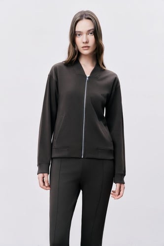 جاكت نسائي إنترلوك رمادي