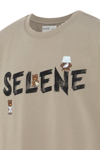 تيشيرت بقصة عادية للأطفال بشعار SELENE - زيتي