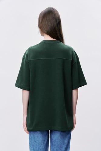 تيشيرت إنترلوك أخضر غامق للجنسين