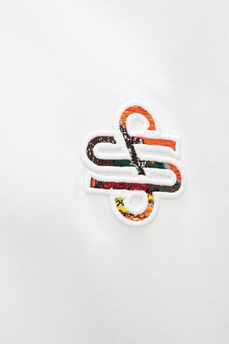 تيشيرت أوفرسايز بشعار مطرز على الصدر للجنسين - أبي...