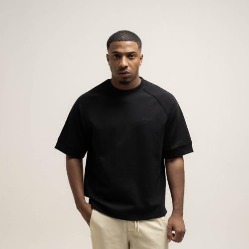 تيشرت إنترلوك أسود للجنسين