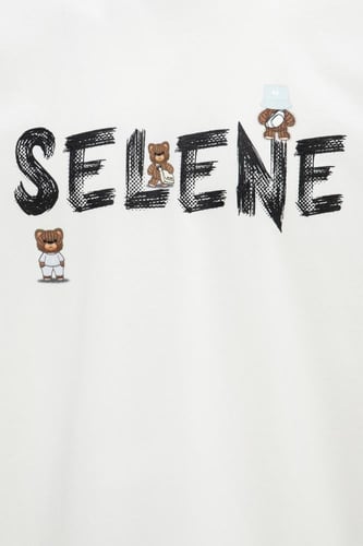 تيشيرت واسع للجنسين بشعار SELENE - أوف وايت