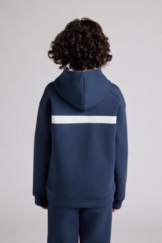 هودي بجيب أمامي أوفرسايز للأطفال للجنسين - أزرق دا...