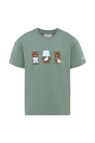تيشيرت بقصة عادية للأطفال بطباعة ثلاثية دببة كرتون...