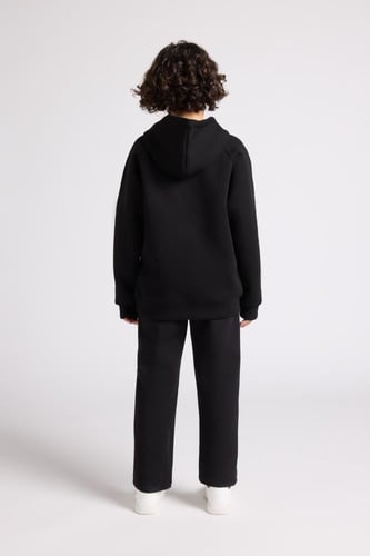 هودي كاجوال أوفرسايز للأطفال للجنسين - أسود