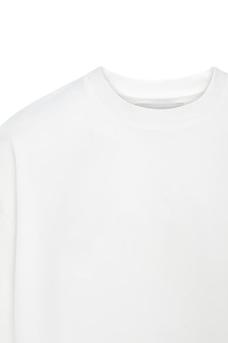 تيشيرت أوفرسايز بشعار مطرز على الصدر للجنسين - أبي...