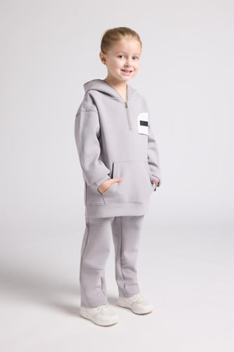 بنطلون جيرسيه مرن أوفرسايز للأطفال للجنسين - رمادي