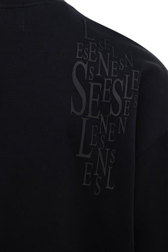 تيشيرت أوفرسايز مطرز بتصميم بسيط للجنسين - أسود