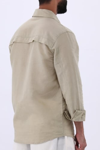 قميص كاجوال لينن – ناعم وعملي زيتي