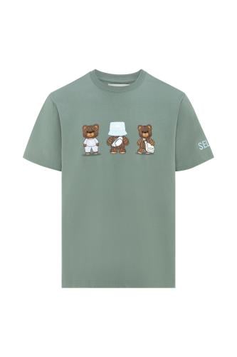 تيشيرت بقصة عادية للجنسين بطباعة ثلاثية دببة كرتون...