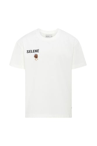 تيشيرت بقصة عادية للأطفال بشعار SELENE وتفصيل دب ج...