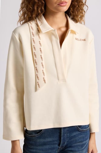 بولو بقصة وأكمام واسعة للنساء أوف وايت