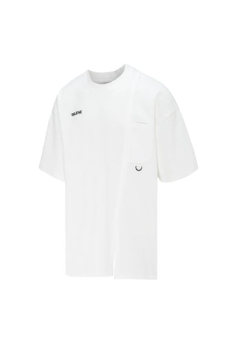 تيشيرت أوفرسايز بجيب وخياطة غير متماثلة للجنسين -...