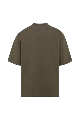 تيشيرت أوفرسايز بشعار مطرز على الصدر للجنسين - زيت...