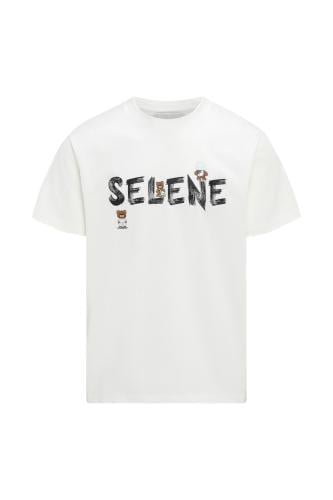 تيشيرت بقصة عادية للأطفال بشعار SELENE - أوف وايت