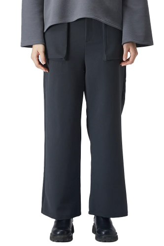 بنطلون بأرجل واسعة للنساء أسود + رمادي غامق