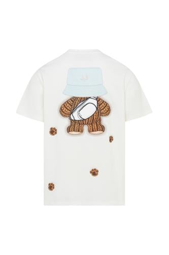 تيشيرت بقصة عادية للجنسين وطباعة الدب المرح - أوف...