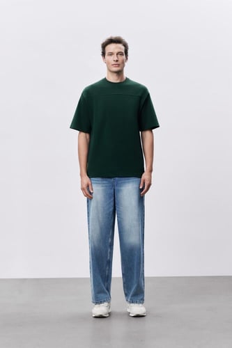 تيشيرت إنترلوك أخضر غامق للجنسين