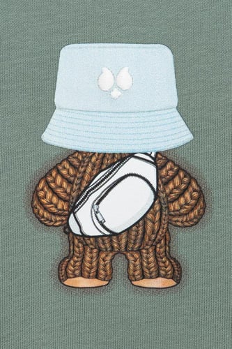 تيشيرت بقصة عادية للأطفال بطباعة ثلاثية دببة كرتون...