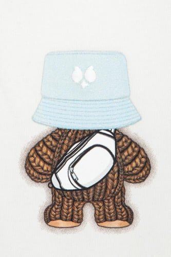 تيشيرت بقصة عادية للأطفال بطباعة ثلاثية دببة كرتون...