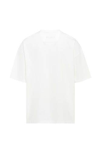 تيشيرت أوفرسايز بشعار مطرز على الصدر للجنسين - أبي...