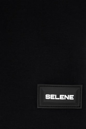 تيشيرت أوفرسايز مطرز بتصميم بسيط للجنسين - أسود