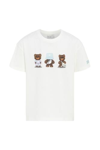 تيشيرت بقصة عادية للأطفال بطباعة ثلاثية دببة كرتون...