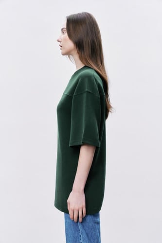 تيشيرت إنترلوك أخضر غامق للجنسين