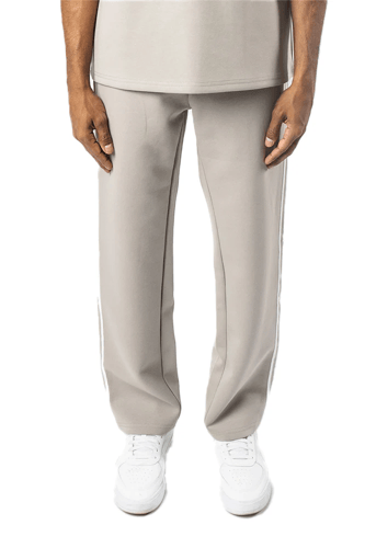 بنطلون رمادي مستقيم الساق للجنسين مع حزام خصر وأرب...