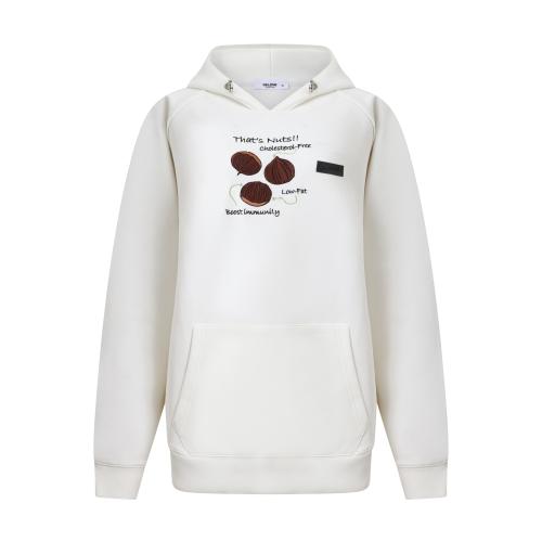 هودي كاجوال أوفرسايز للجنسين بتطريز خاص - أوف وايت