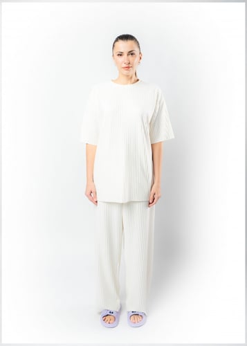 بنطلون واسع الساق للجنسين اوف وايت