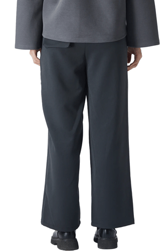 بنطلون بأرجل واسعة للنساء أسود + رمادي غامق