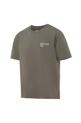 تيشيرت بقصة عادية للأطفال وطباعة الدب المرح - زيتي