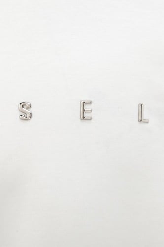 تيشيرت أوفرسايز بشعار SELENE للجنسين - أبيض