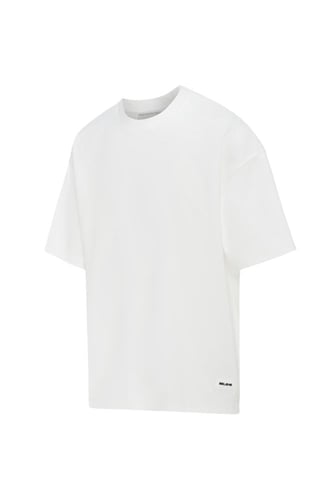 تيشيرت أوفرسايز مطرز بتصميم بسيط للجنسين - أبيض