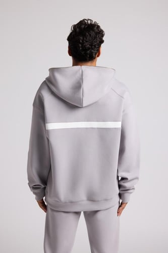 هودي بجيب أمامي أوفرسايز للجنسين - رمادي