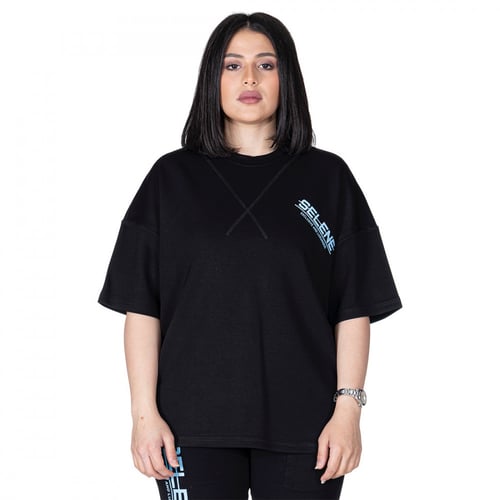 تيشيرت بشعار سيلين من الأمام للجنسين (اسود)
