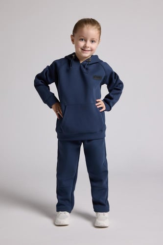 هودي كاجوال أوفرسايز للأطفال للجنسين - أزرق داكن