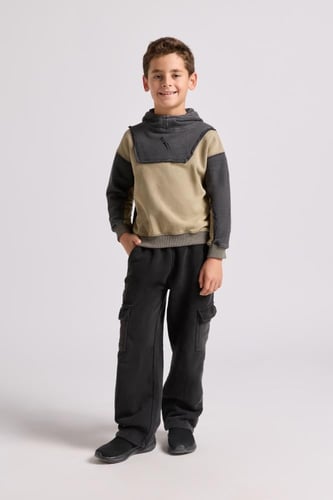 هودي بقصة واسعة ورقبة عالية بشعار سيلين للأطفال أس...