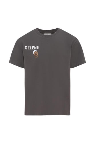 تيشيرت بقصة عادية للأطفال بشعار SELENE وتفصيل دب ج...