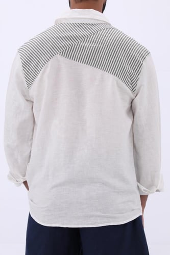 Linen Edge – قميص لينن بتصميم فريد وأسلوب جريء ابي...