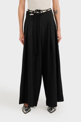 High-waisted, wide-leg - Black